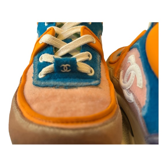 Chanel Multicolor Calfskin Suede CC Logo Trainer Sneaker - Picture 6 of 15